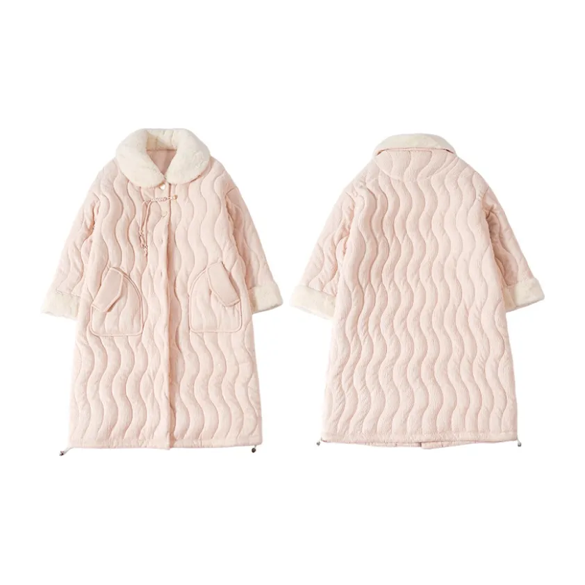 CAIHENGTONG Pajama Robe Women's Apricot Pink