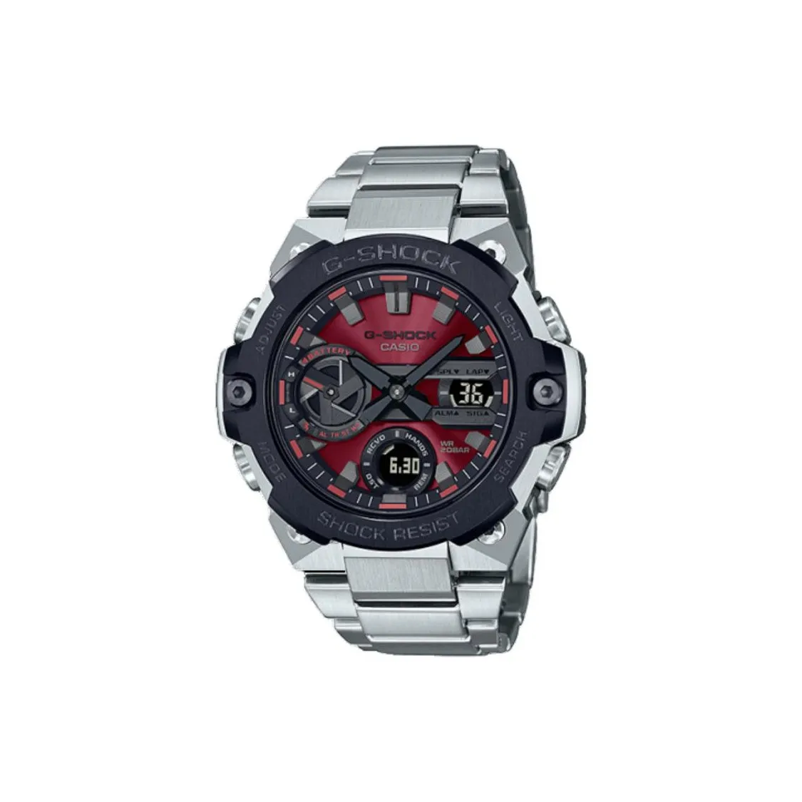 CASIO г Steel series GST B400 Коллекция Солнечный Кварцевый механизм Нержавеющая сталь Ремень Часы Мужские Красный Циферблат часов
