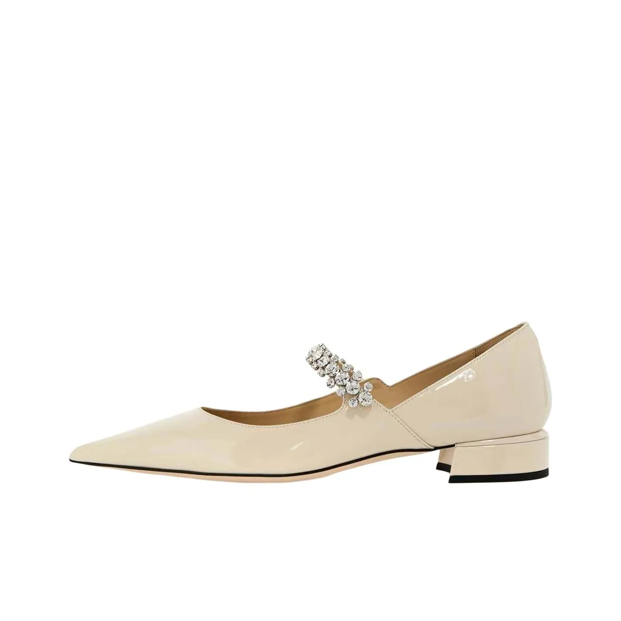 Jimmy Choo Bing Chunky Heel Casual Single Shoes Women's Ecru