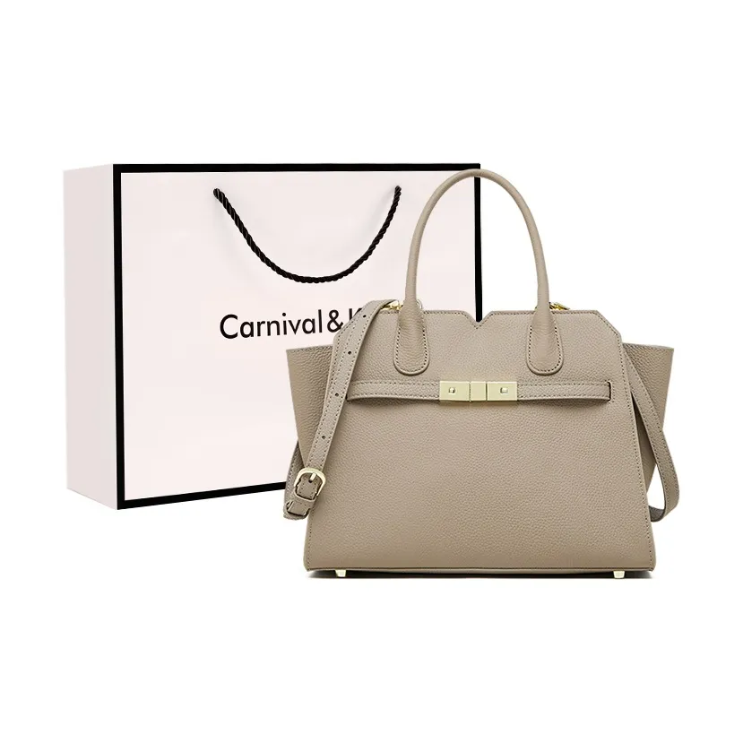 Carnival Keep Коровья кожа Сумка Стандартная Женская Хаки Черный Золотисто-коричневый