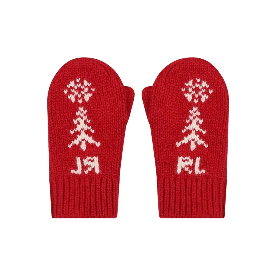 Ralph Lauren Cotton, Wool Knit Gloves Kids' Red