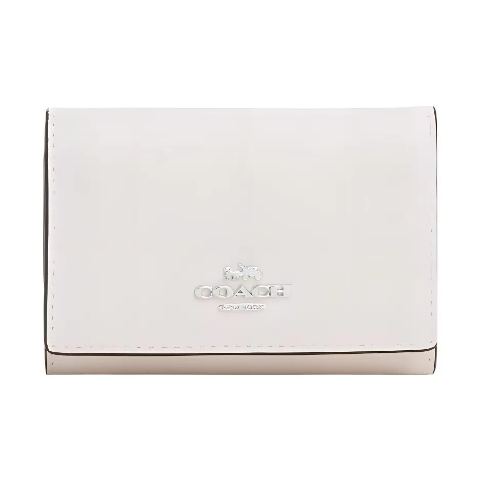 COACH Micro Refined Pebbled Leather Coin Purse Wallet Women's White
