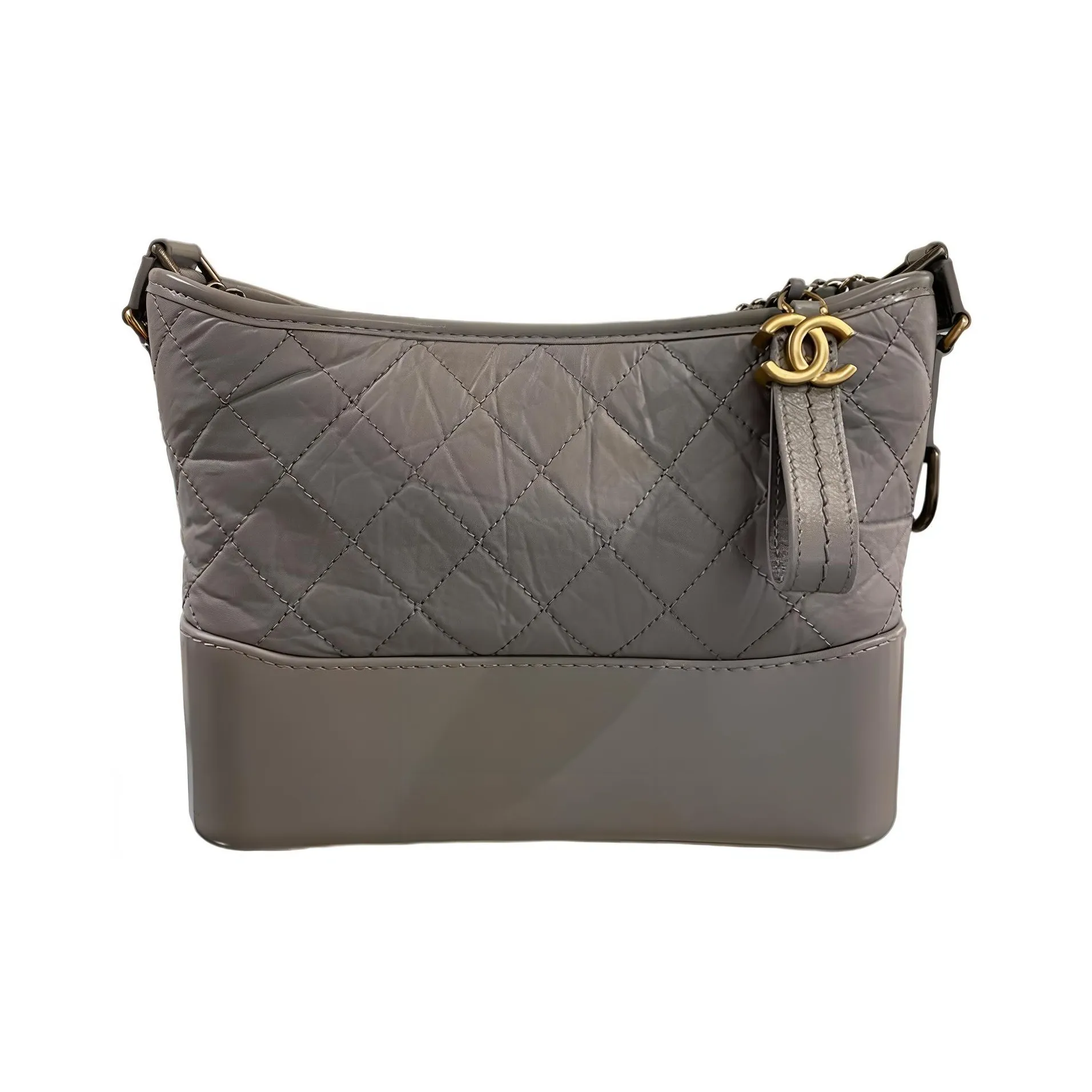 CHANEL Gabrielle Calfskin Hobo Bag Handbag Shoulder Bag Crossbody Bag Medium Size Women's Dark Gray