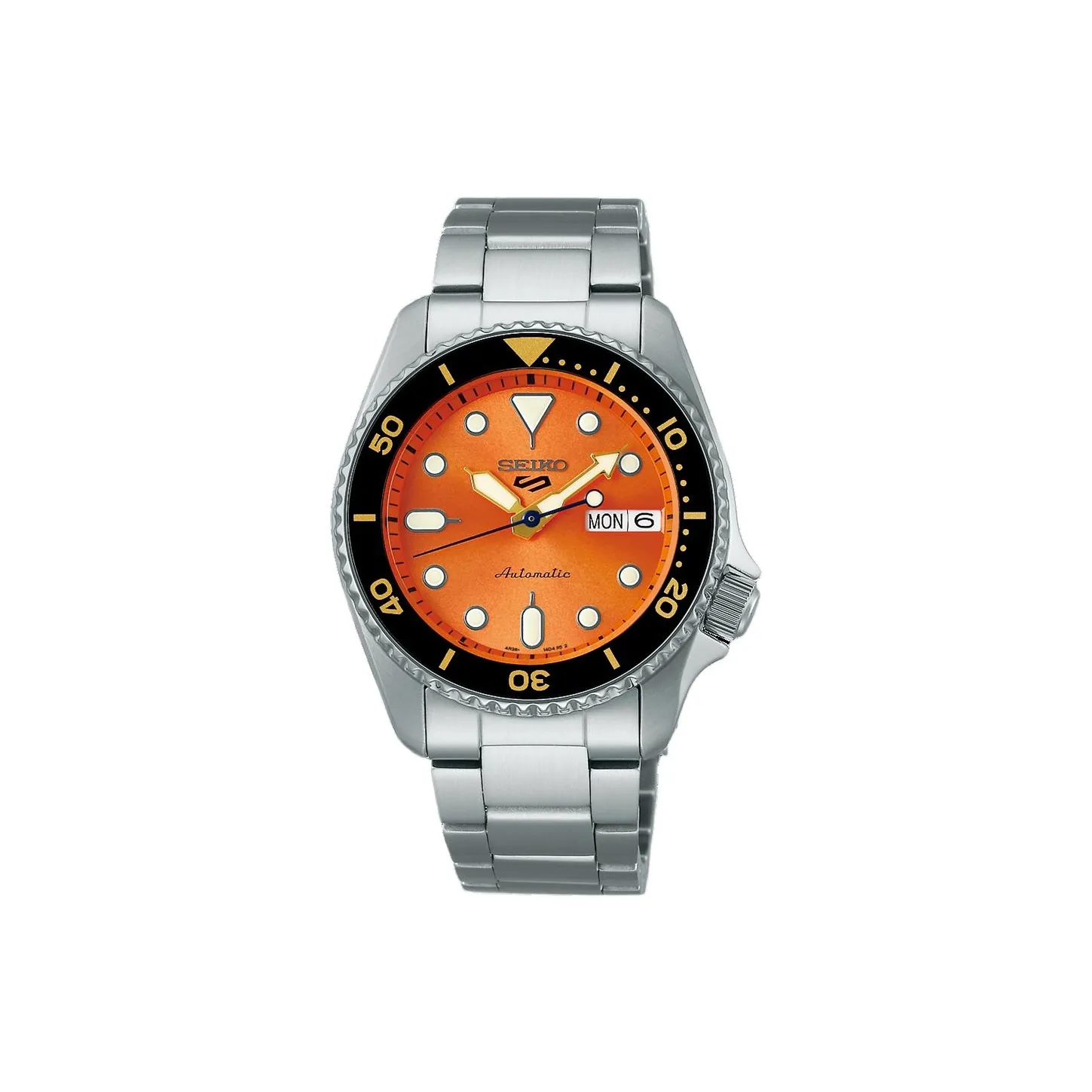 SEIKO Automatic/Manual Mechanical Movement Stainless Steel Strap Watch Men's Watches Orange Watch Dial