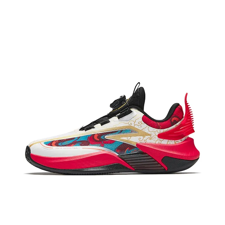 Antakids Qing Kuang Abrasion Resistant Low Top Children's Basketball Shoes White Red 33 42