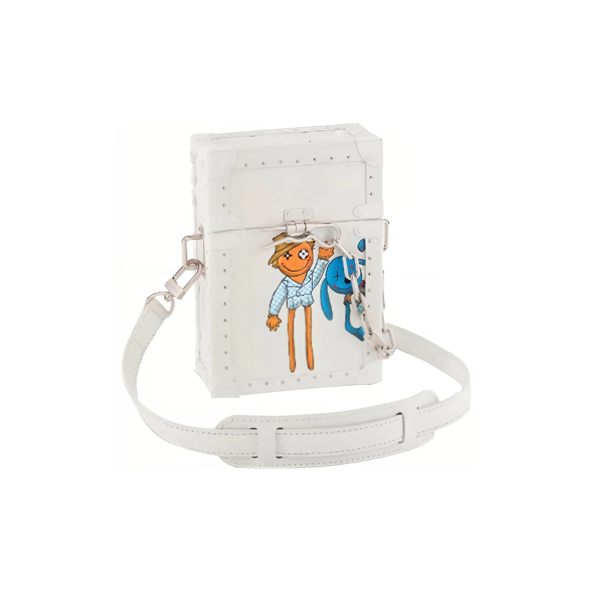 LOUIS VUITTON Trunk Leather Soft Box Small Square Bag, Crossbody Bag, Shoulder Bag Men's White
