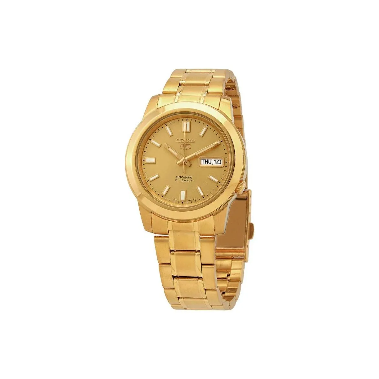SEIKO Автоматический Механический Механизм Нержавеющая Сталь Ремешок Часы Мужские Золотистый Циферблат