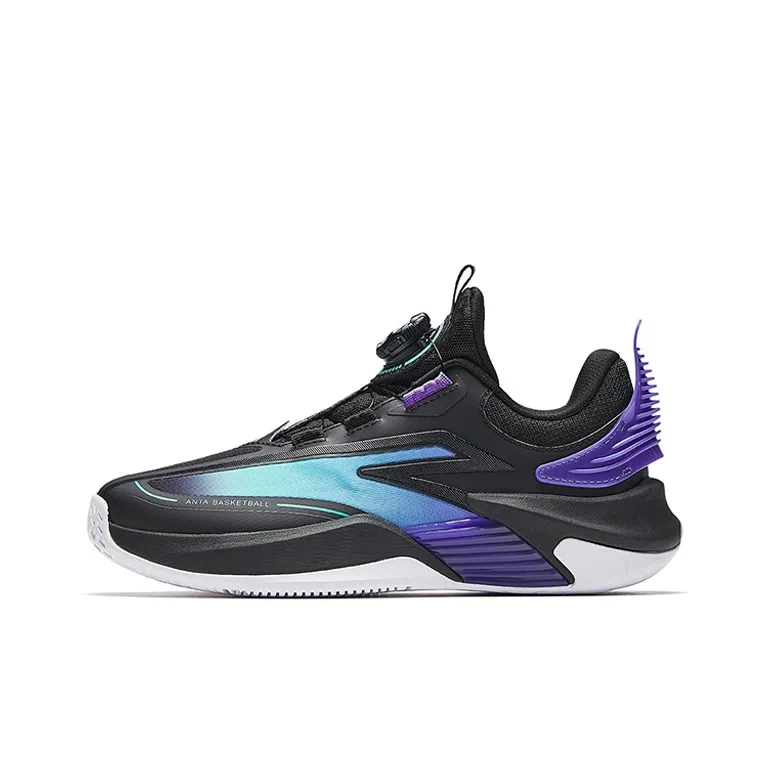 Antakids Slip-resistant Abrasion-resistant Breathable Low-Top Children's Basketball Shoes Black Purple Антакидс противоскользящие устойчивые к истиранию дышащие низкие кеды для баскетбола для детей черный фиолетовый