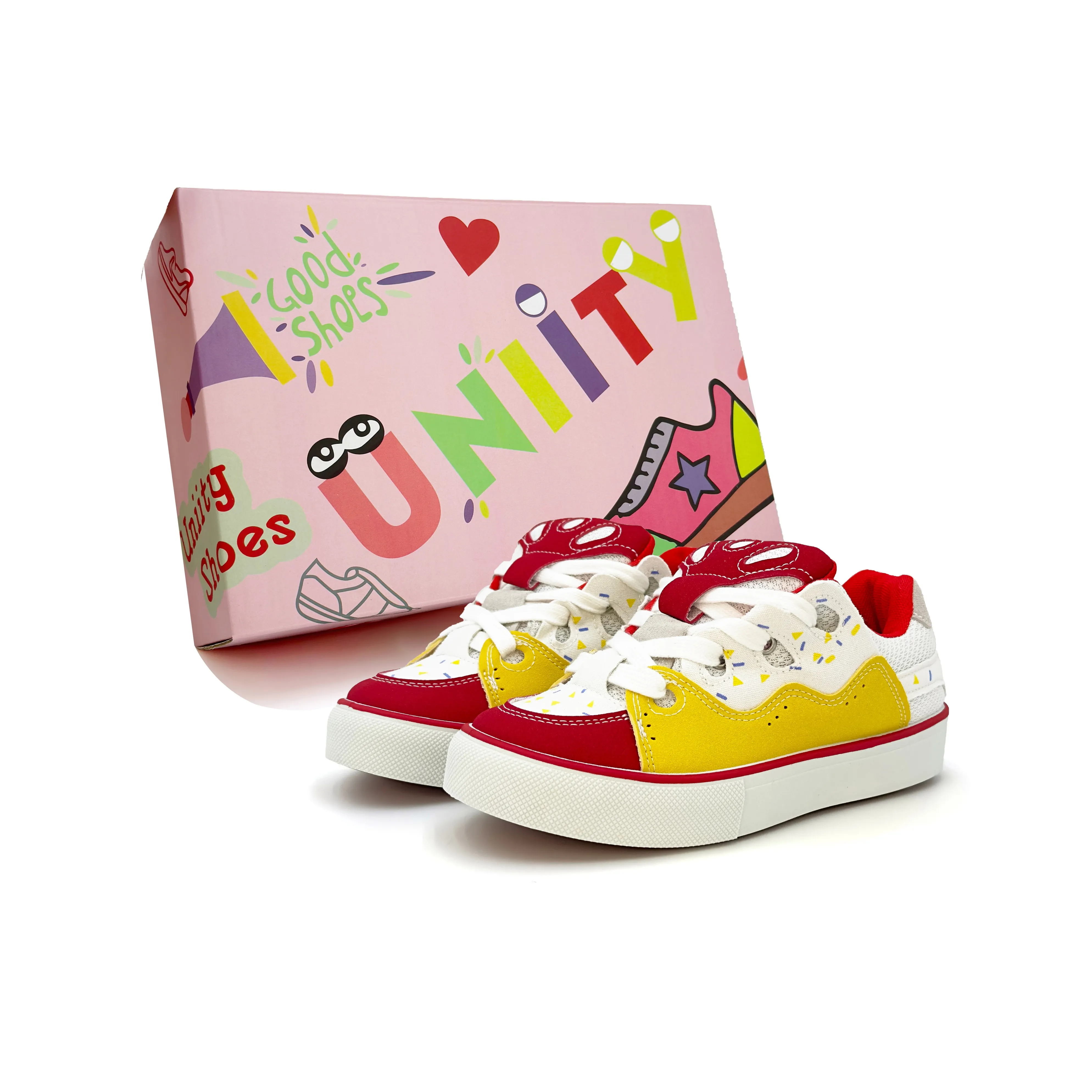 UNIITY Skateboard Shoes Women's Low Top Red Yellow