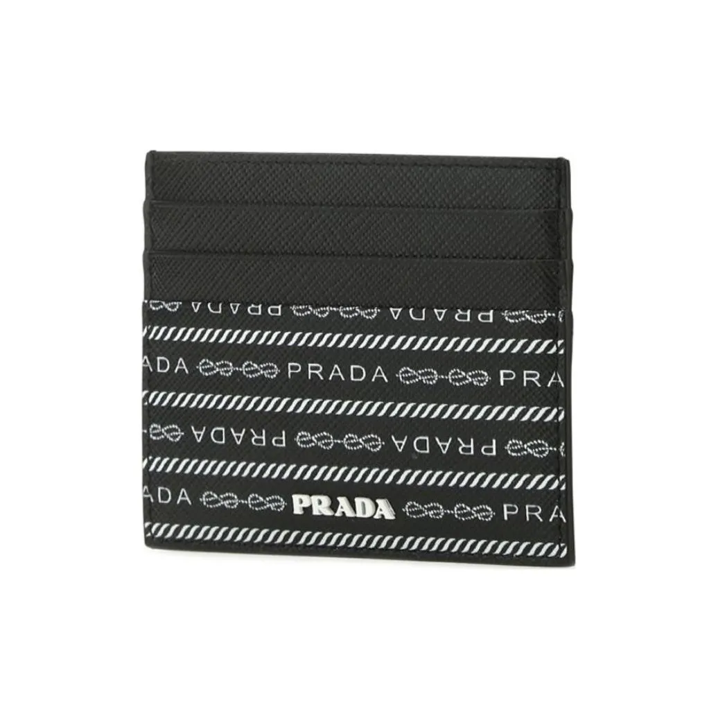 PRADA Держатель для карт из коровьей кожи Мужской Черный