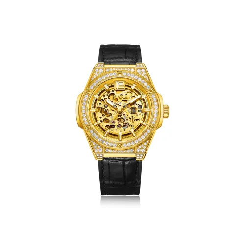 HIPINE Автоматический Механический Movement Мужские Explore Home Series Часы 47mm*44mm*13mm Золотой