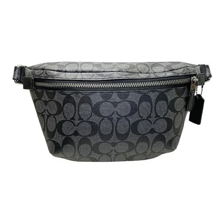 COACH Canvas With Leather Sling Bag, Fanny Pack Tubas Men's Charcoal Black Monogram