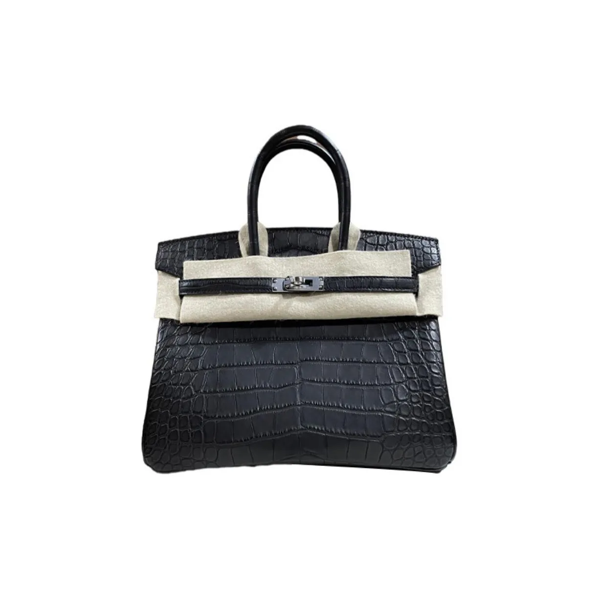 HERMES Birkin Matte Crocodile Leather Birkin Bag Handbag Women's Black