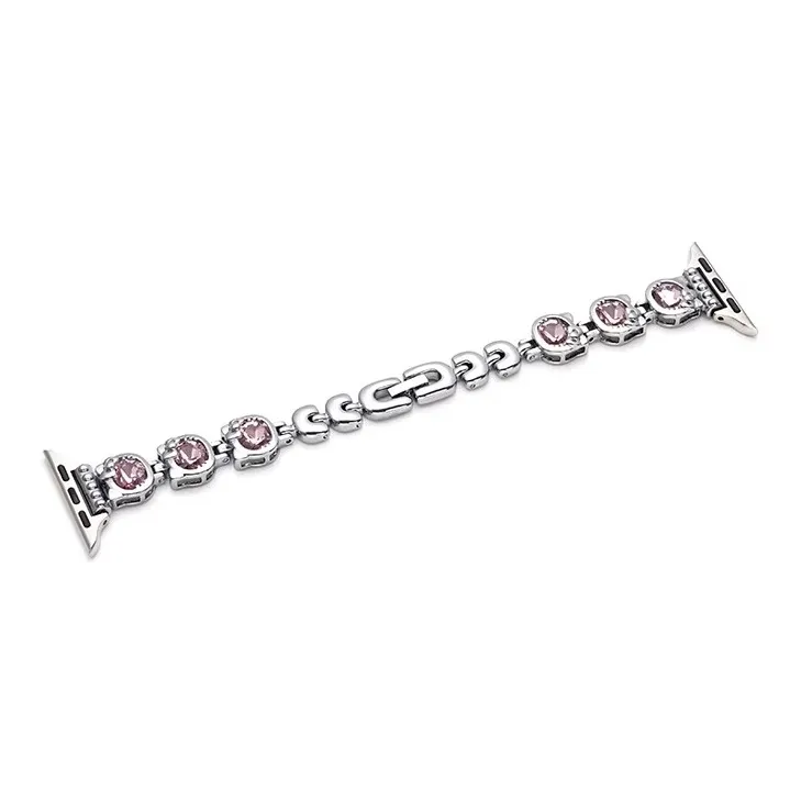 FZRT Strap Apple Compatibility Metal Rhinestone Embellished KT Cat Design Golden Shimmer Luxury Metal Chain Strap