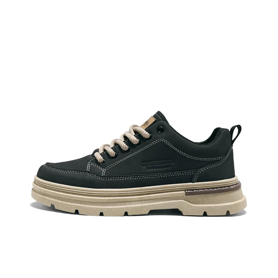 TONYBEAR Work Boots Men's Mid Top Black/Yellow/Khaki