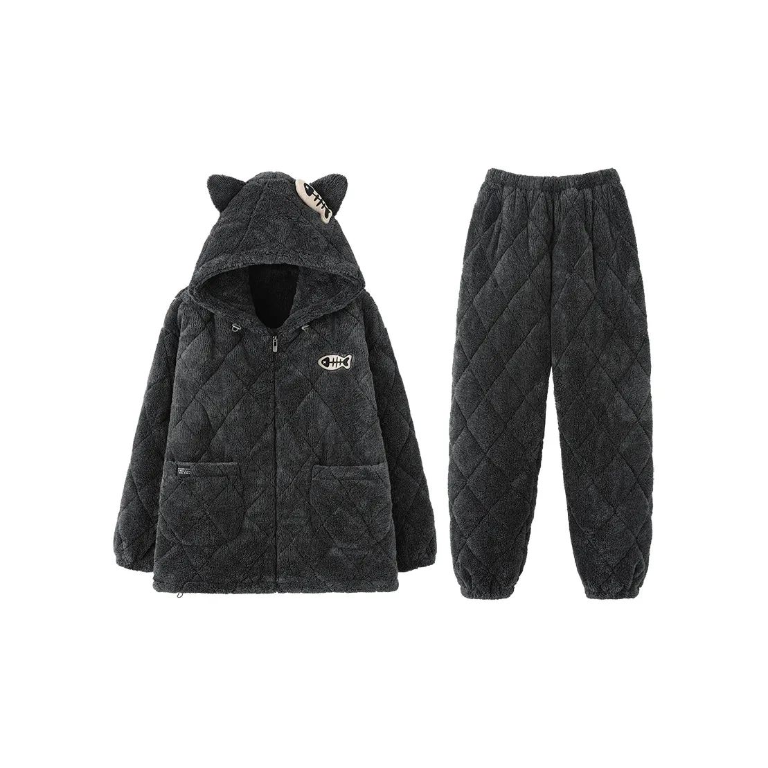 MIOJUER Pajama Set Men's Dark Gray