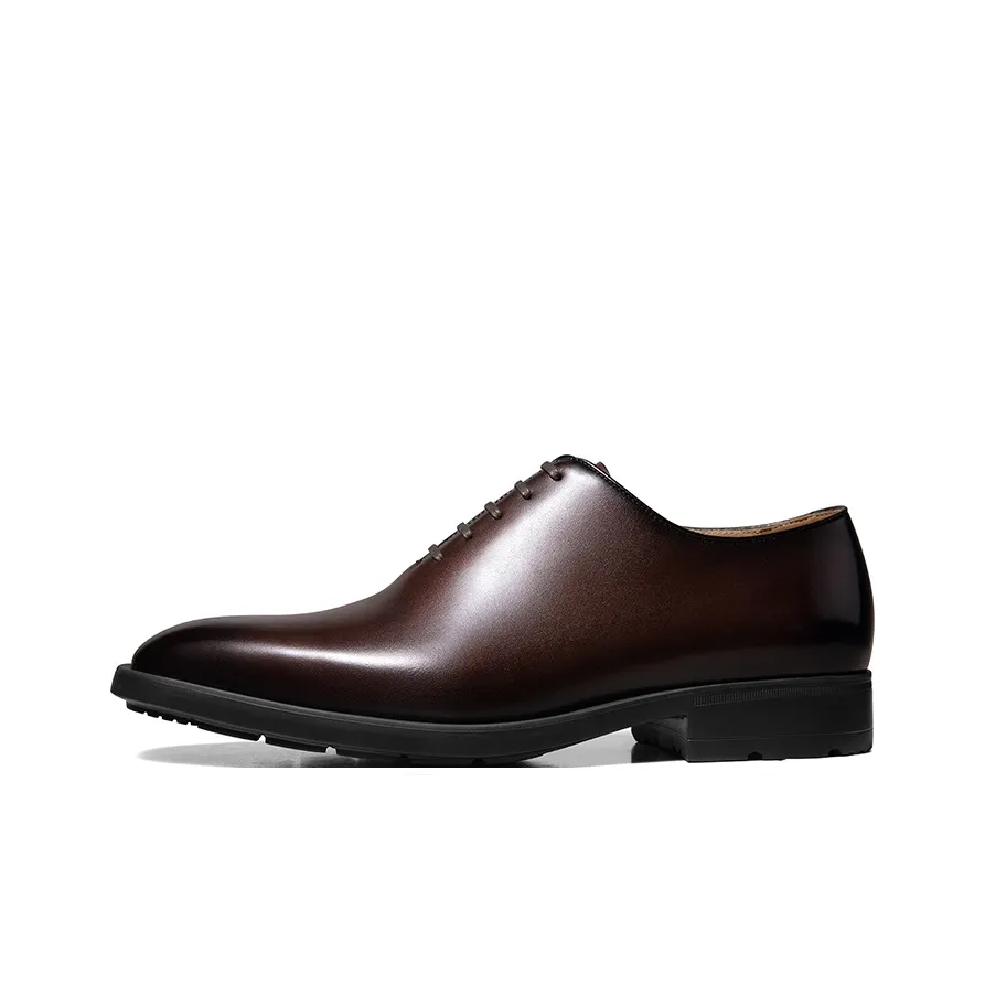 THOM WILLS British Style Calfskin Business Oxford Shoes Dress Shoes Men's Dark Brown Polished
