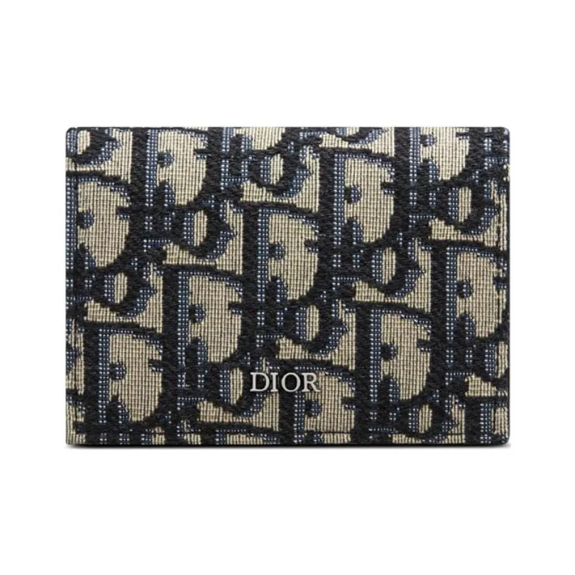 DIOR Fabric Card Holder Card Holder Unisex Denim Blue