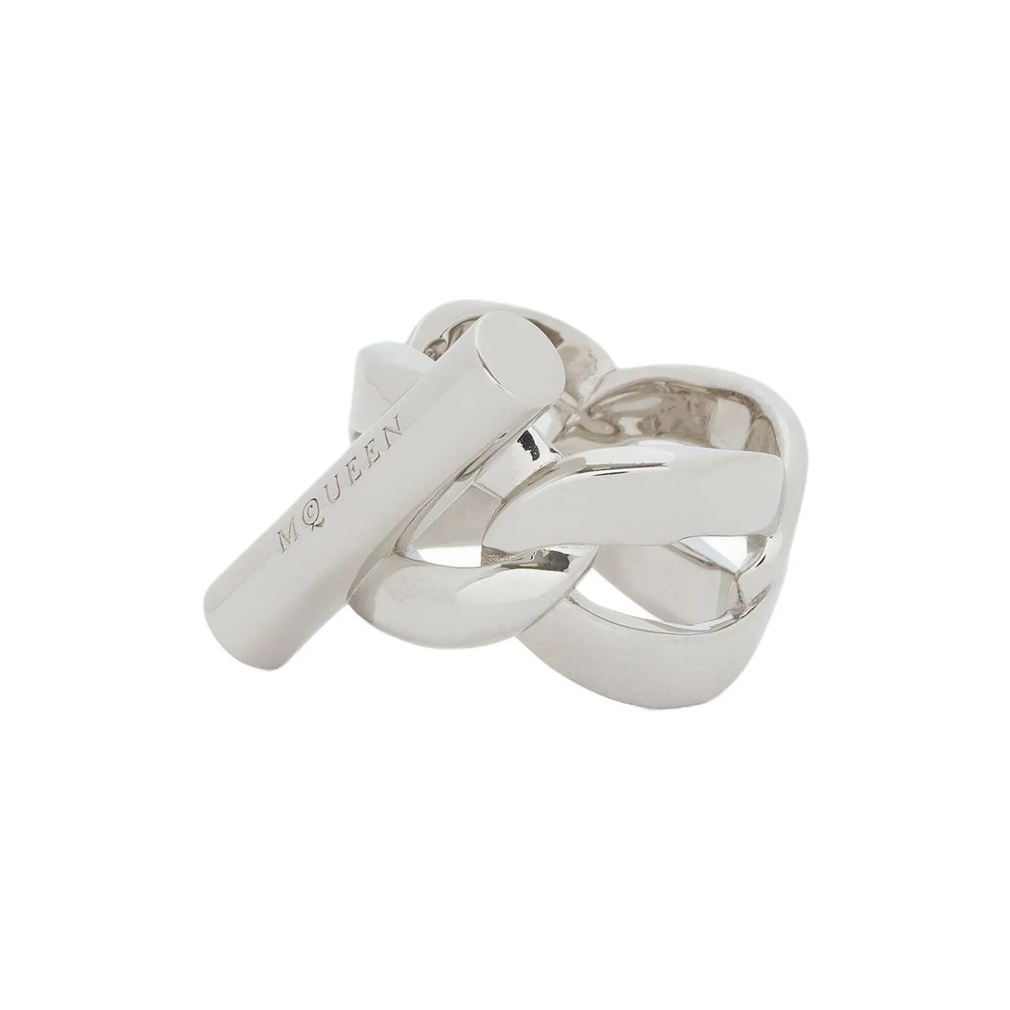 Alexander McQueen Eco Friendly Brass, Palladium Plated Rings Men's Silver