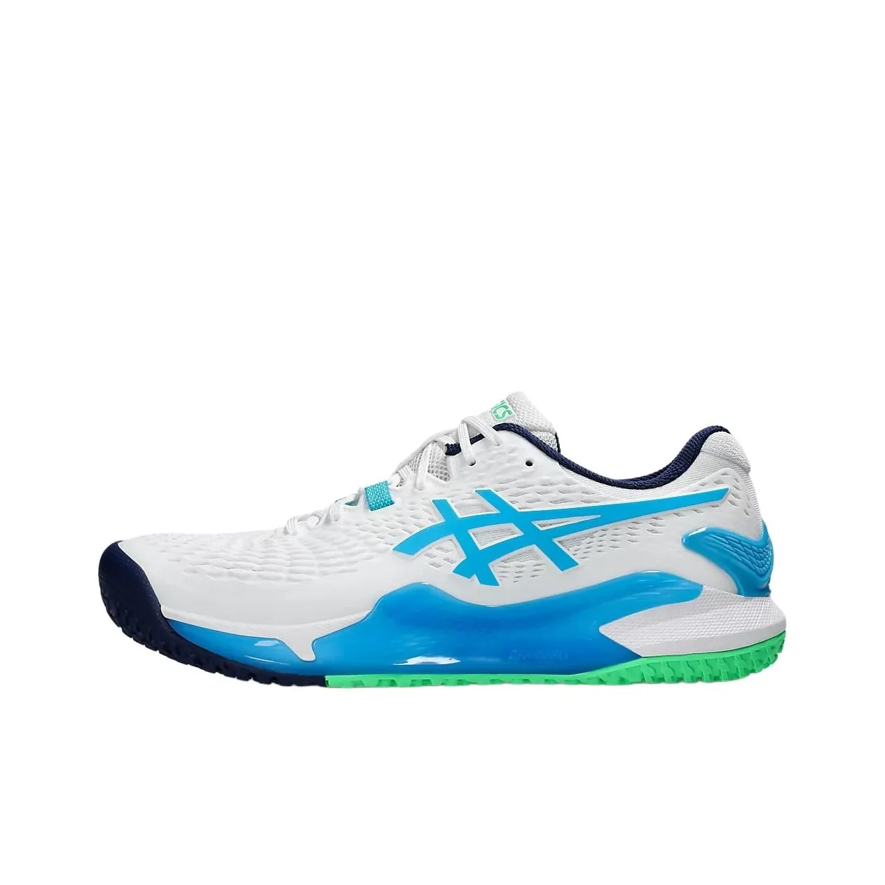 Asics Gel Resolution 9 Anti Slip Wear Resistant Low Top Tennis Shoes Men's White Blue
