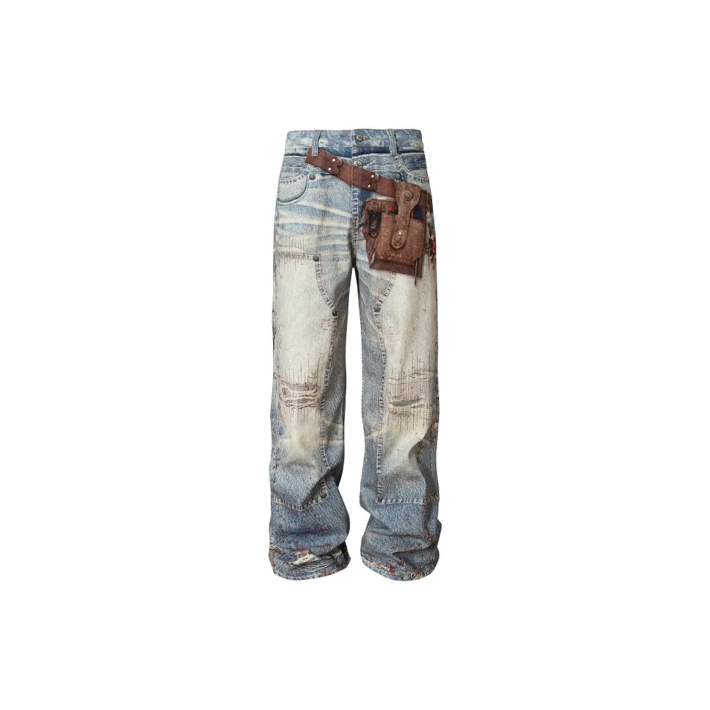 YADcrew Jeans Unisex Blue
