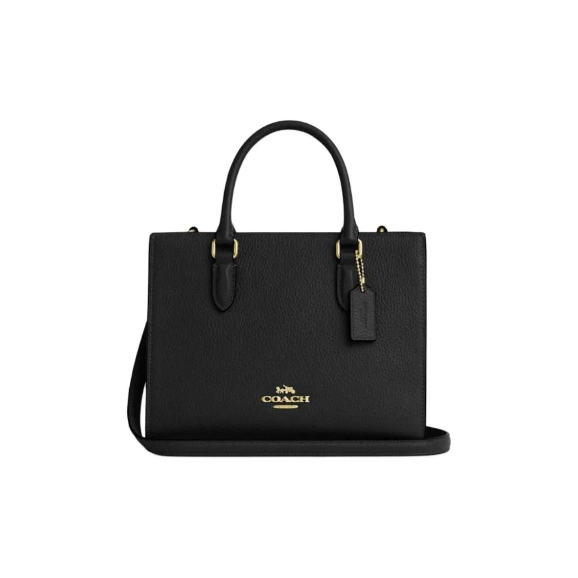 COACH Maggie Pebbled Leather Tote Bag, Shopping Bag, Shoulder Bag, Crossbody Bag, Handbag Trumpets Women's Black