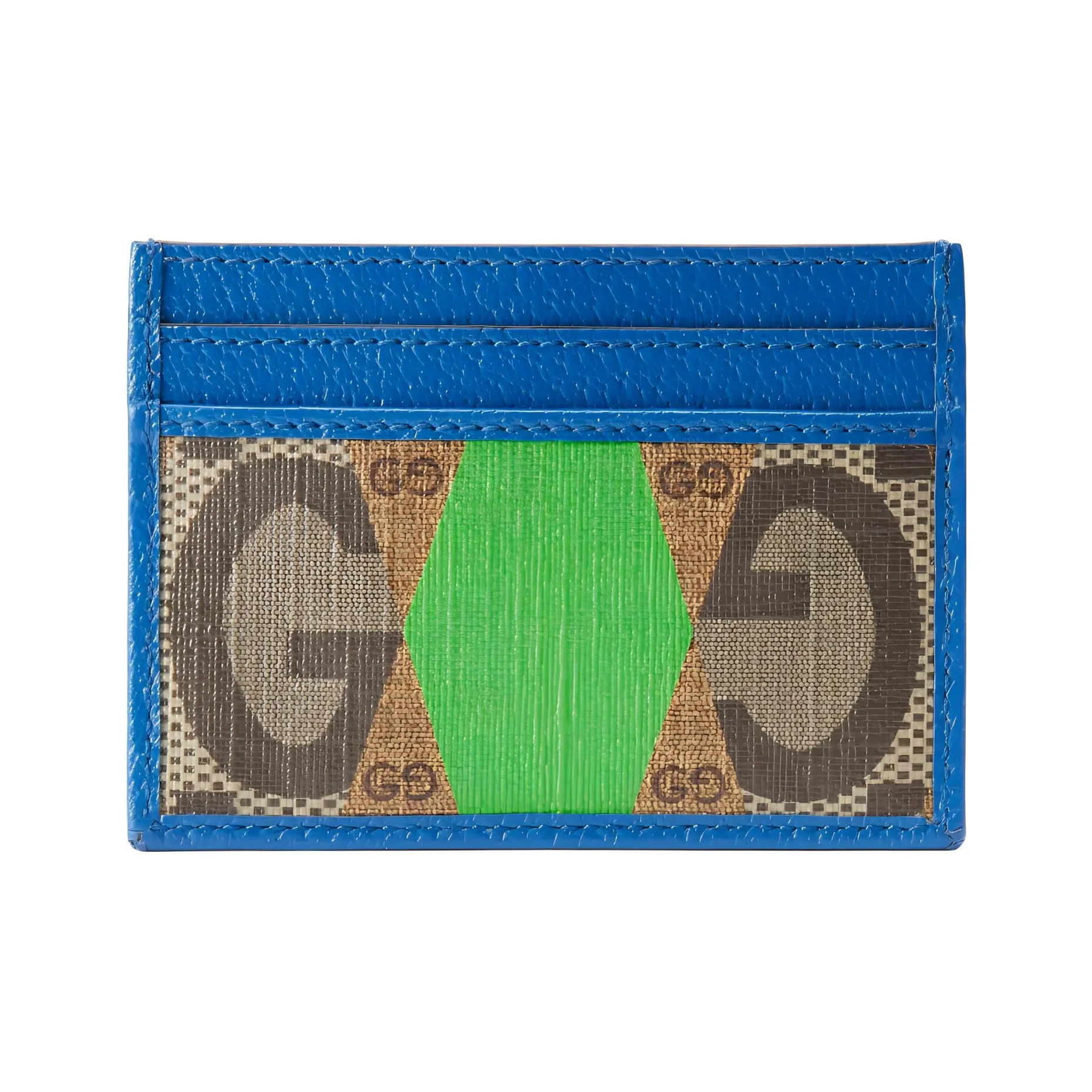 GUCCI Canvas с кожаными вставками держатель для карт женский синий коричневый зеленый