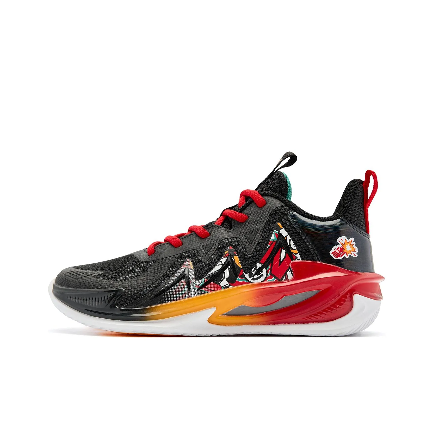 QIAODAN Fiery Blade Slip Resistant Shock Absorbers Low Top Children's Basketball Shoes Black Red 34 42