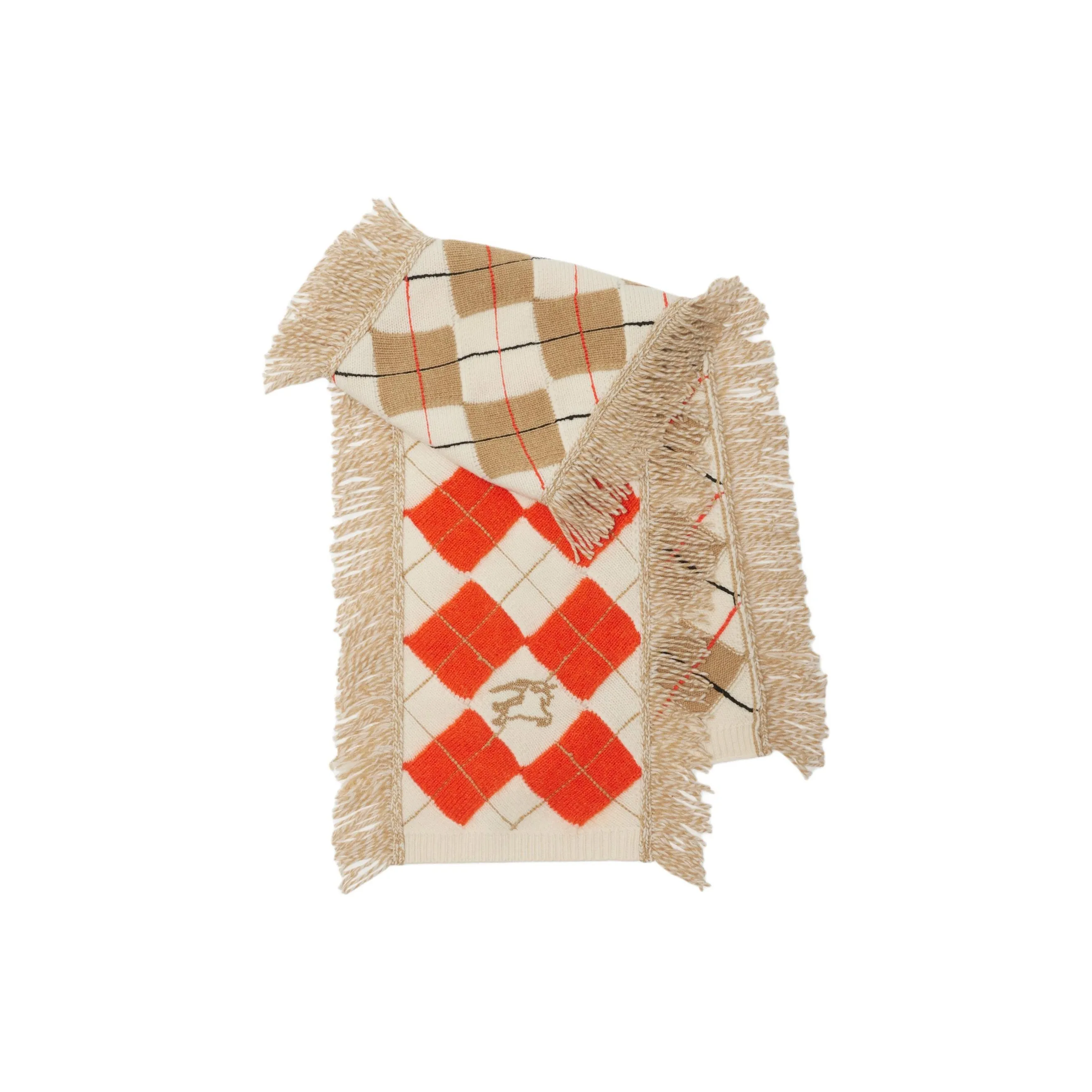 Burberry Мохер Вязаные Шарфы Унисекс Оранжевый Красный