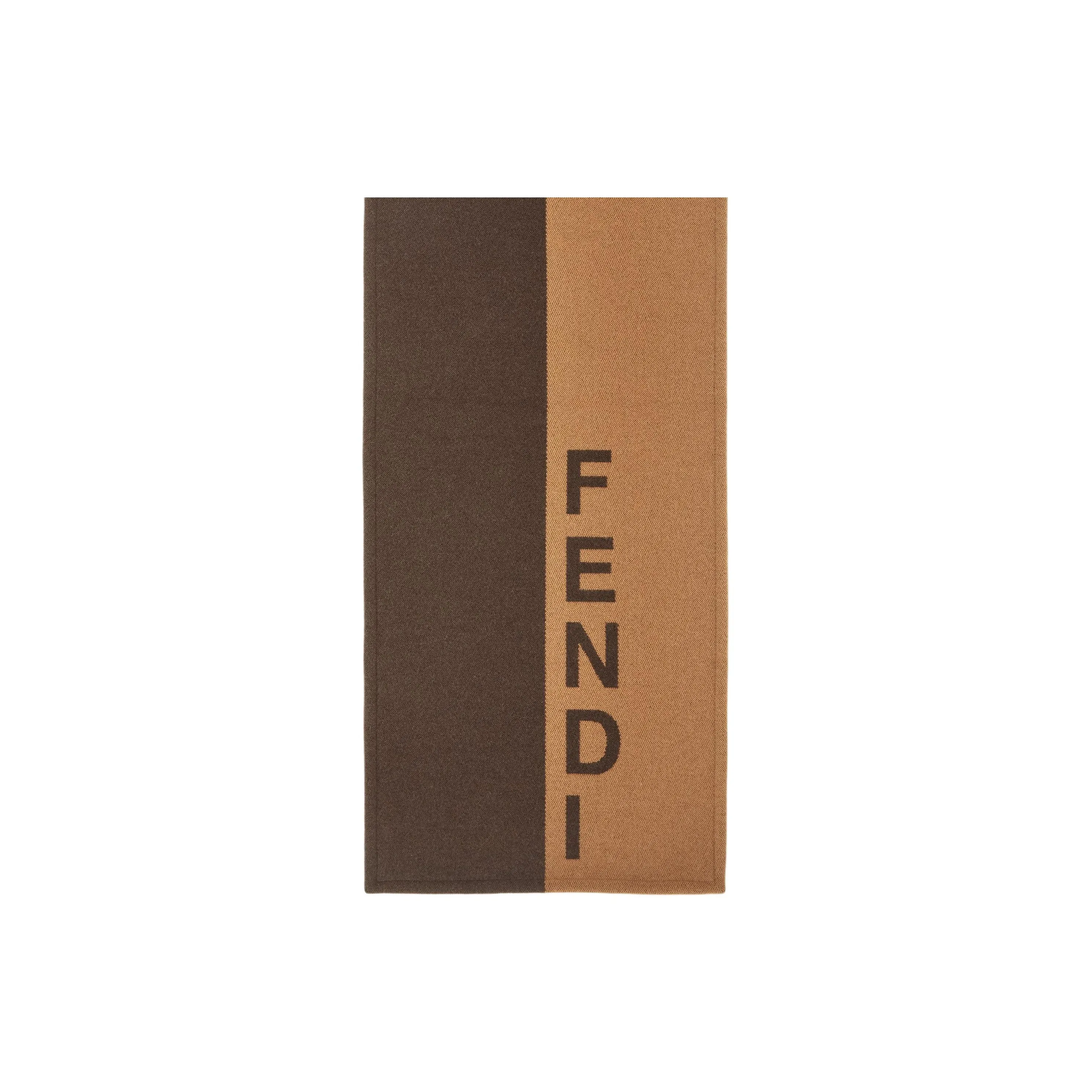 FENDI Cashmere Knit Scarves Men's Light Brown/Dark Brown