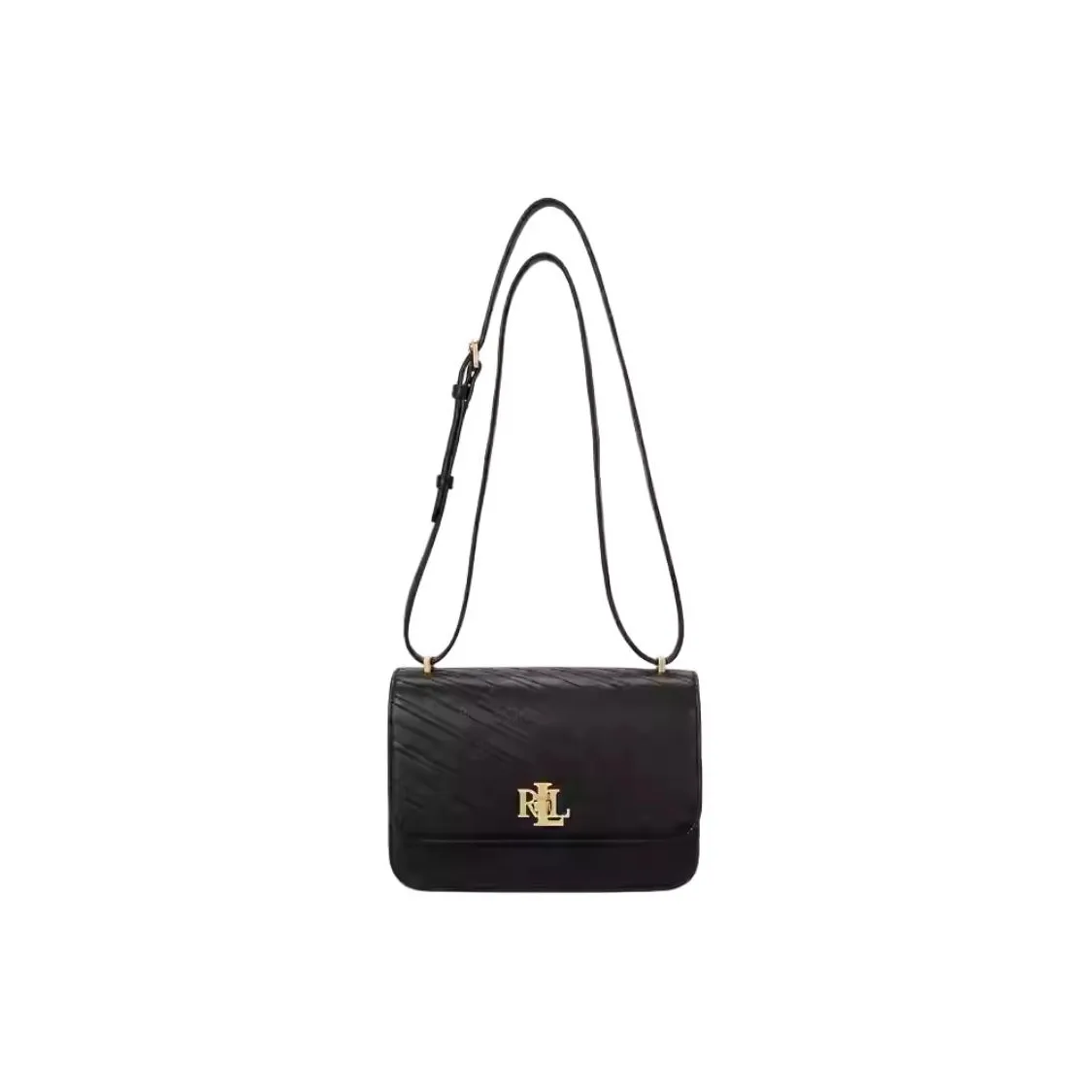 Polo Ralph Lauren Sheepskin Shoulder Bag Crossbody Bag Medium Size Women's Black