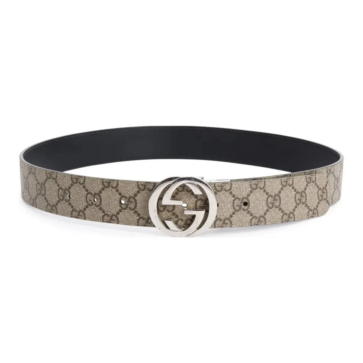 GUCCI Leather, Coated Canvas Leather Belts Men's Black/Brown Width 3.8cm