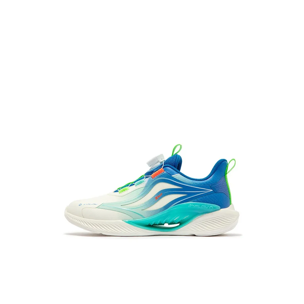 XTEP Qing Feng 5.0 Anti Slip Wear Resistant Low Top Kids' Running Shoes Sail White Prussian Blue Kids'