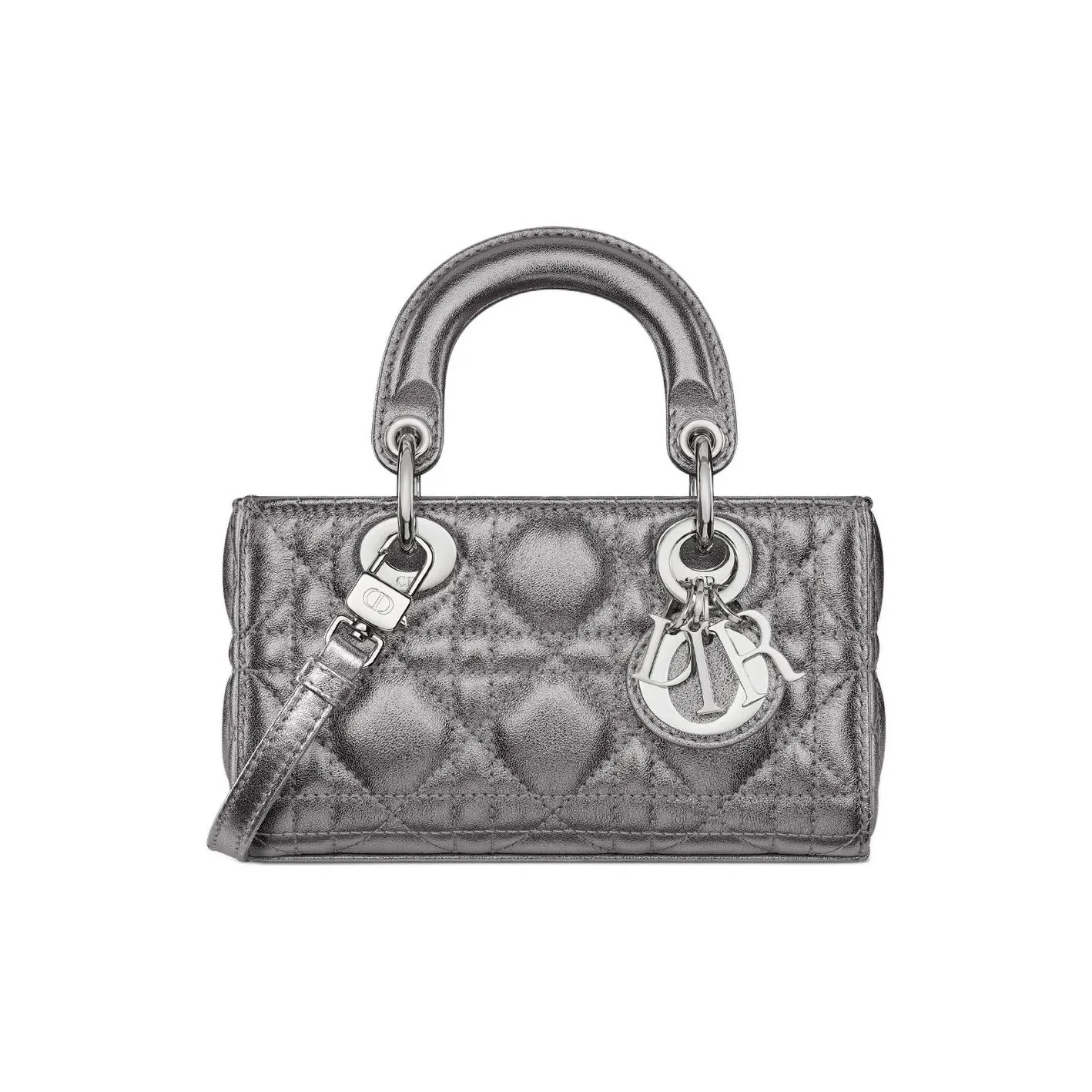 DIOR Lady D Joy Cow Leather Lady Dior Bag, Shoulder Bag, Crossbody Bag, Handbag Extra Mini Women's Silver Gray