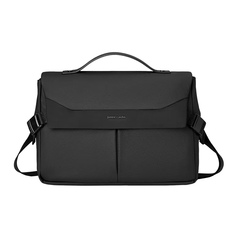 PIERRE CARDIN Кожа с синтетической мембраной курьерская сумка сумка через плечо средний размер мужской черный