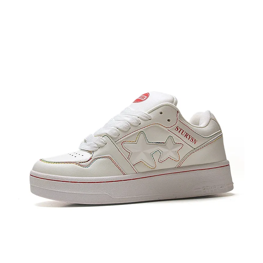 STUR YSN Износостойкий и Легкий Низкий Топ Скейтборд Кроссовки Женские Белые Радужные