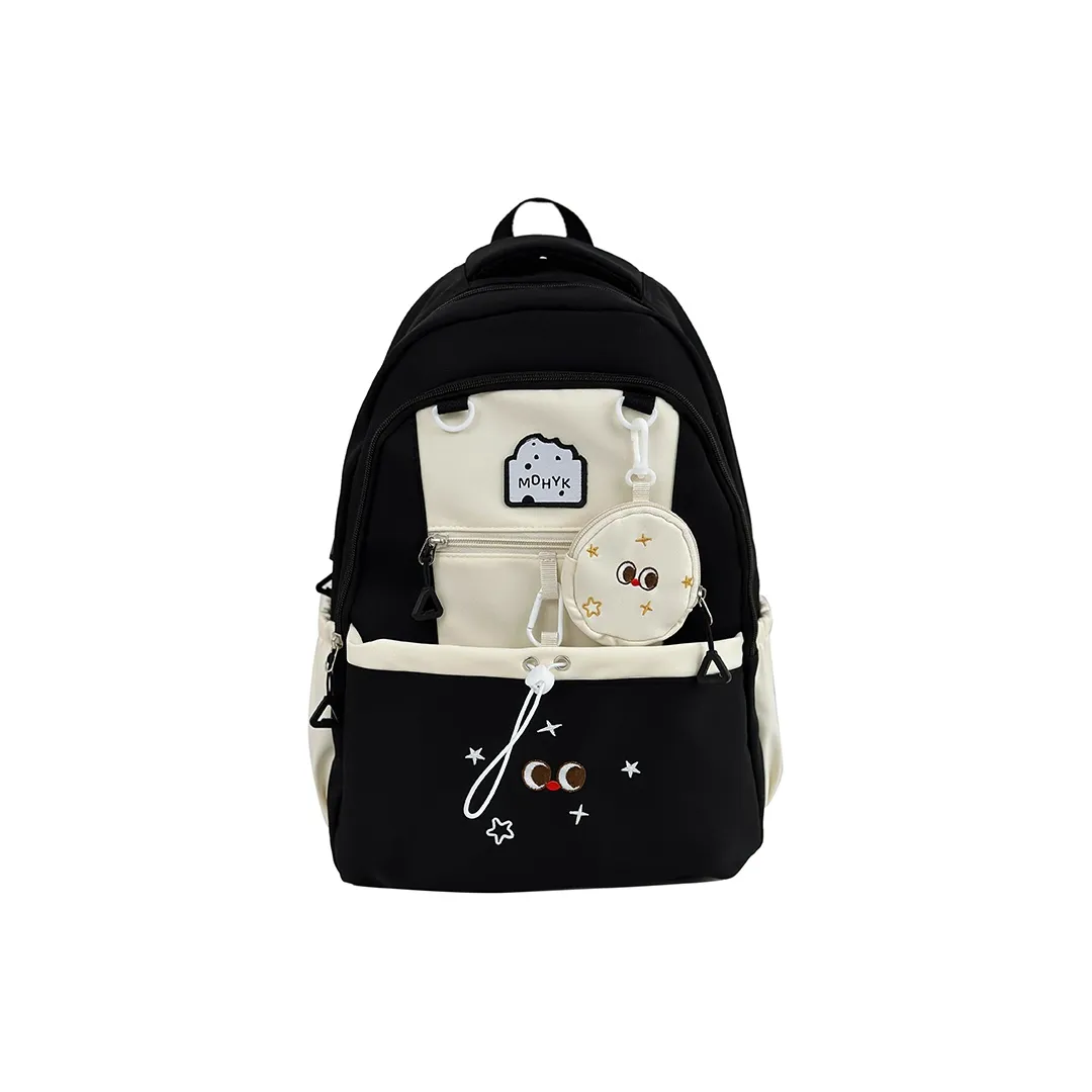 Kaka Tree Nylon Backpack Tubas Unisex Black/Yellow/Pink/Blue/Green