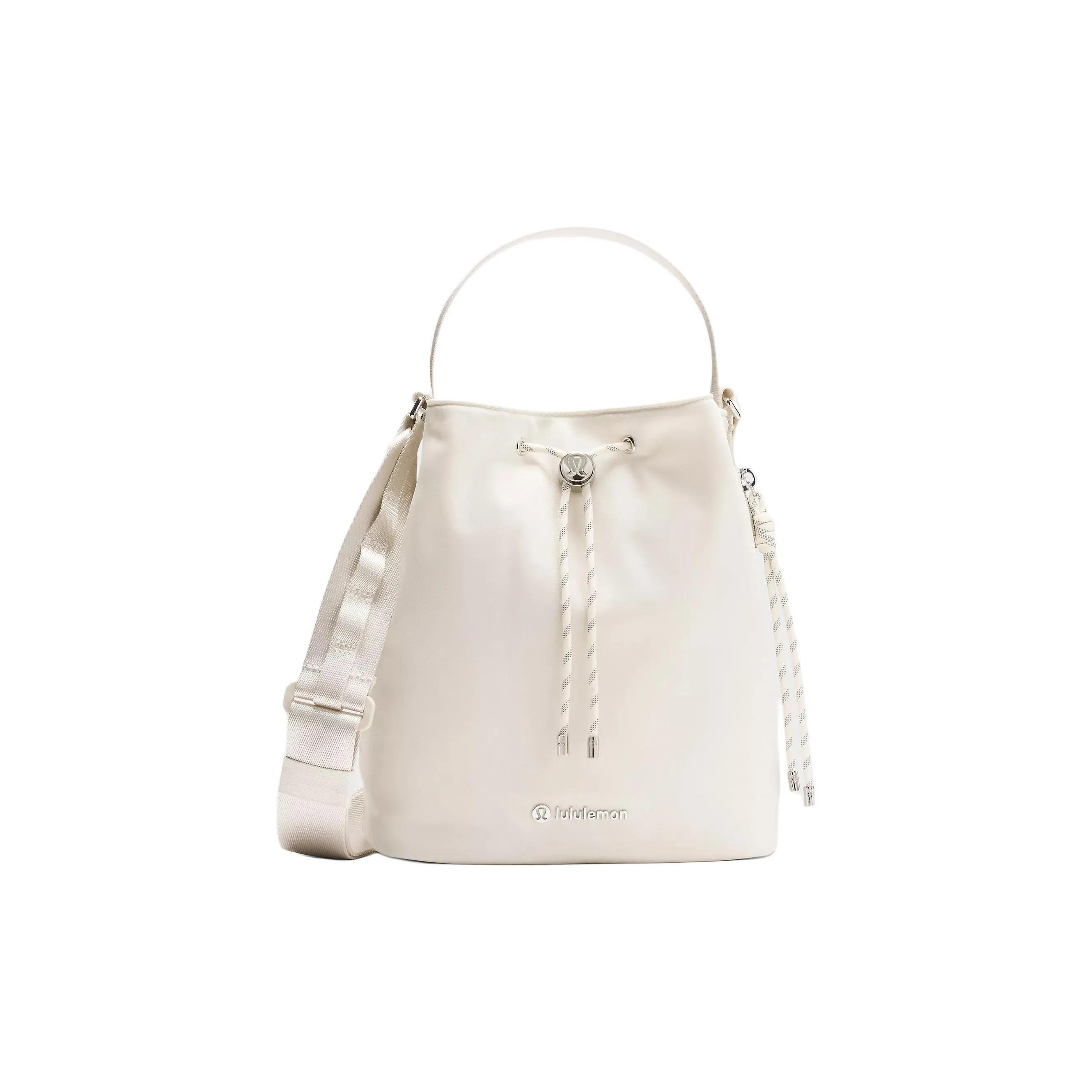 Lululemon Recycled Nylon Bucket plum Bags Shoulder Bag Crossbody Bag Handbag Regular Women's Light Ivory With Silver Accents