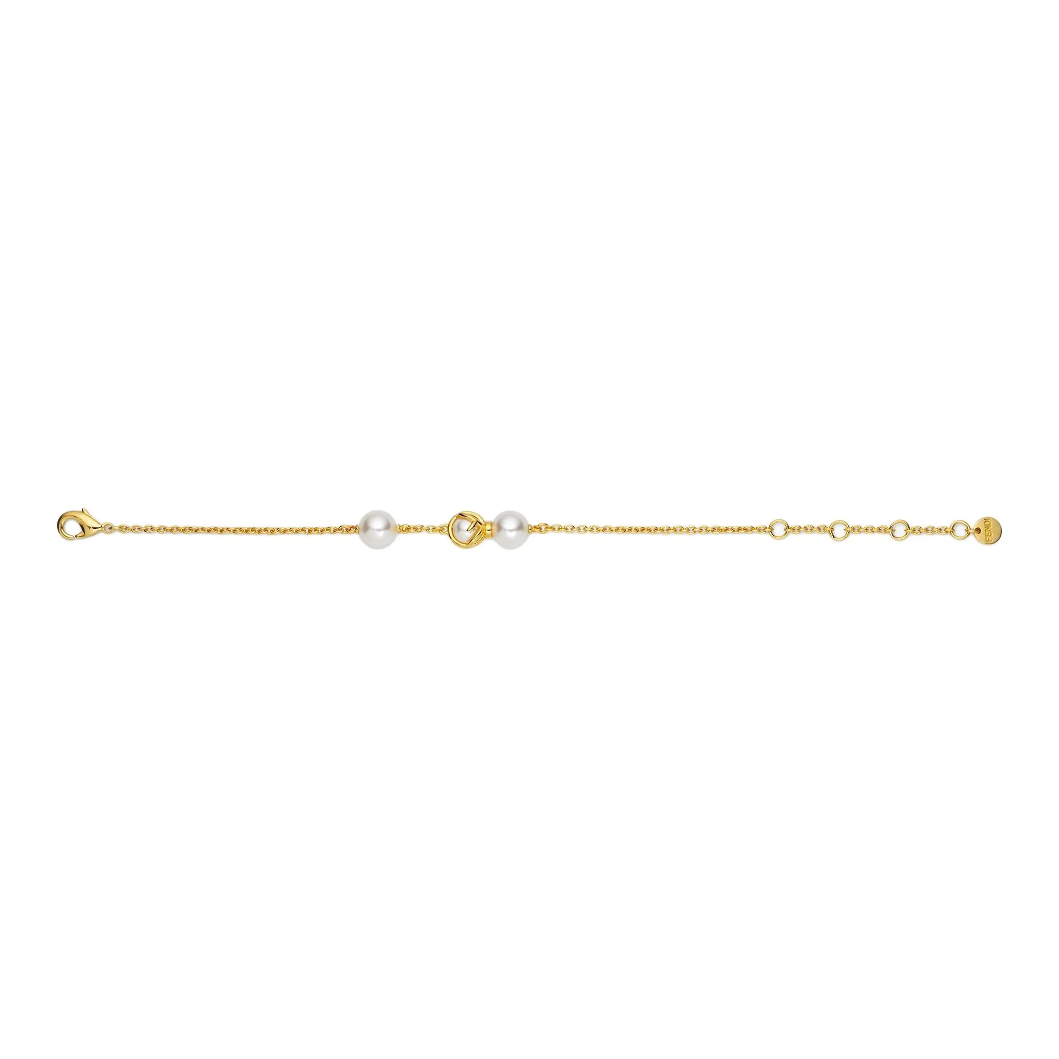 FENDI Brass Stones Metal Pearl Bracelets Women's Gold