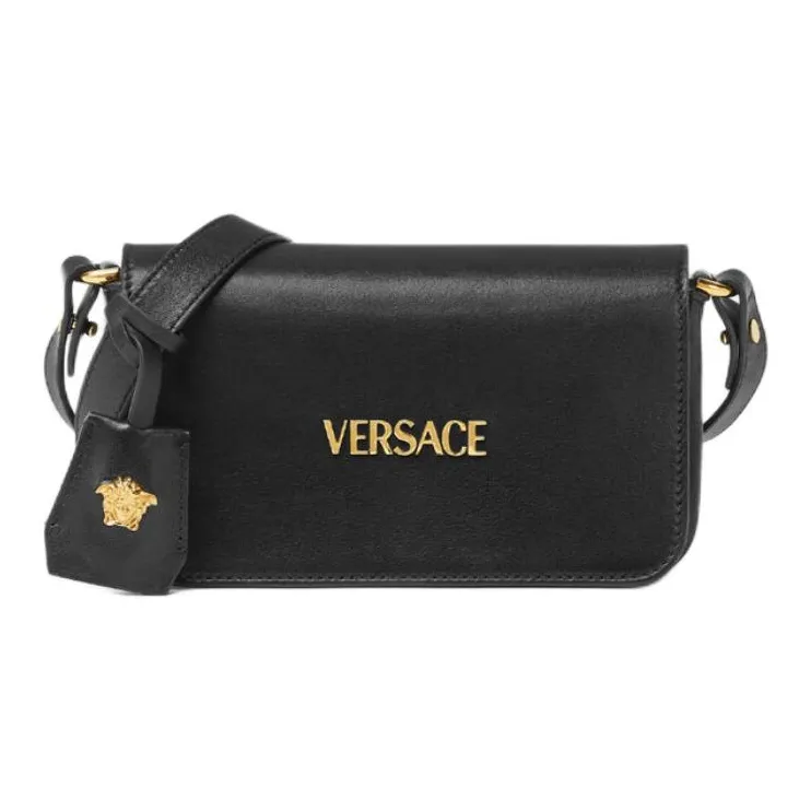 VERSACE Lambskin Shoulder Bag Crossbody Bag Mini Women's Black