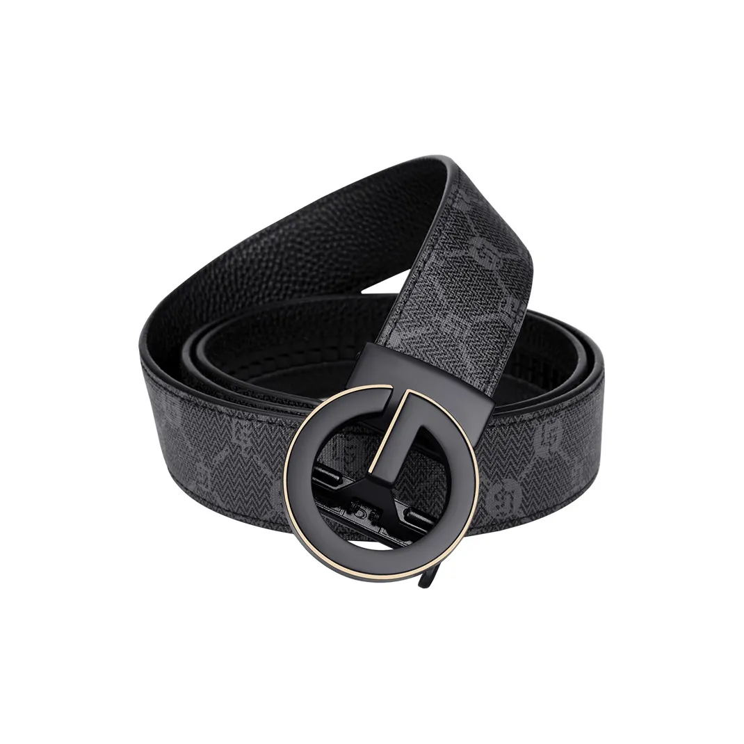 GOLF PVC Automatic Buckle Belt Men's Black Gunmetal/Gold 3.5cm
