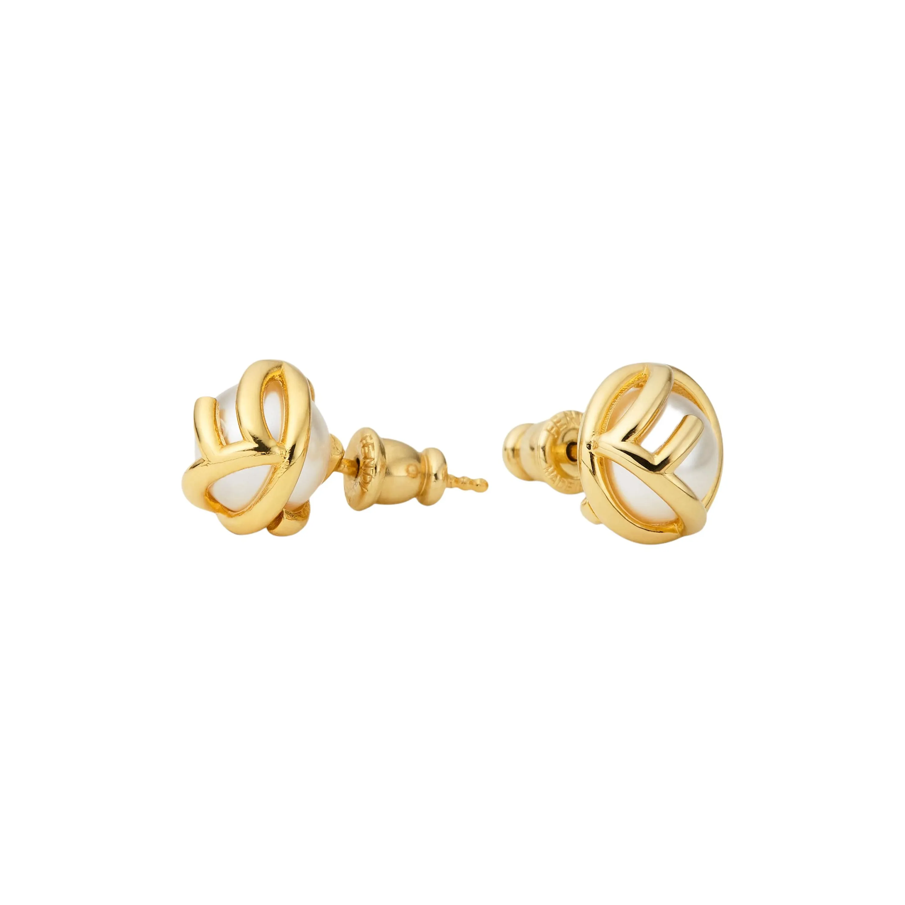 FENDI Brass Stud Earrings Women's Gold