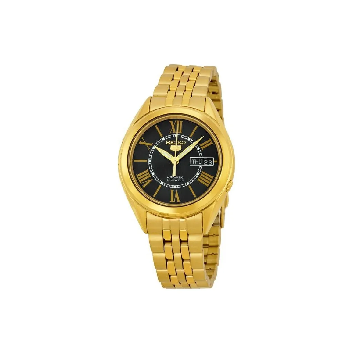 SEIKO Автоматический Механический Механизм Нержавеющая Сталь Ремешок Часы Мужские Черный Циферблат