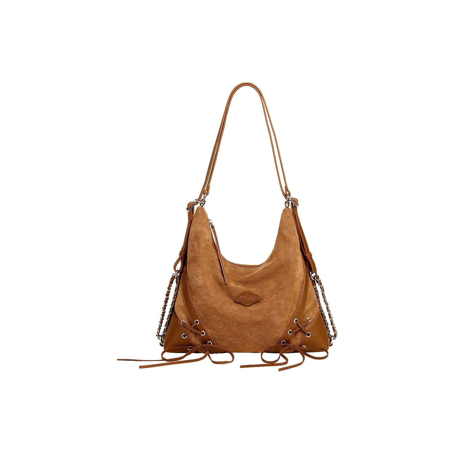 AILUXI Ткань Синтетическая кожа Двойная плечевая сумка сумка через плечо женская цвет какао-коричневый