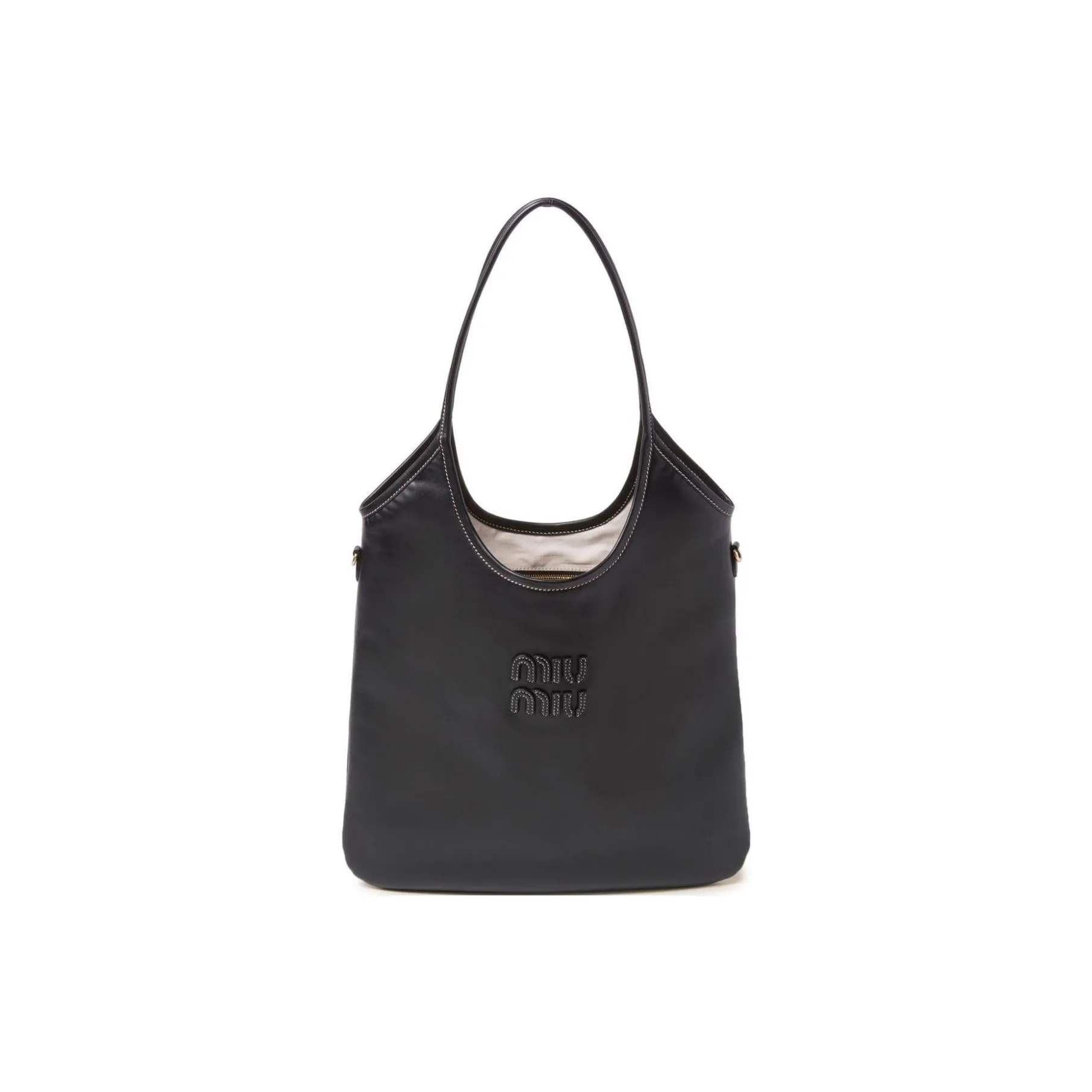 MIU MIU Ivy Leather Tote Bag, Shopping Bag, Shoulder Bag, Handbag Women's Black