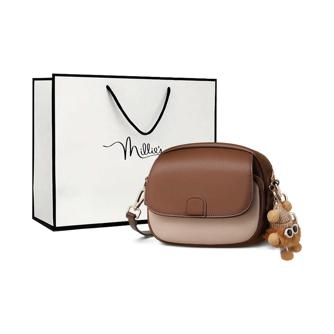 MILLIE'S Корова Кожа с Синтетической Кожей Подмышка Сумка через плечо Маленькая Круглая Сумка Стандартная Женская