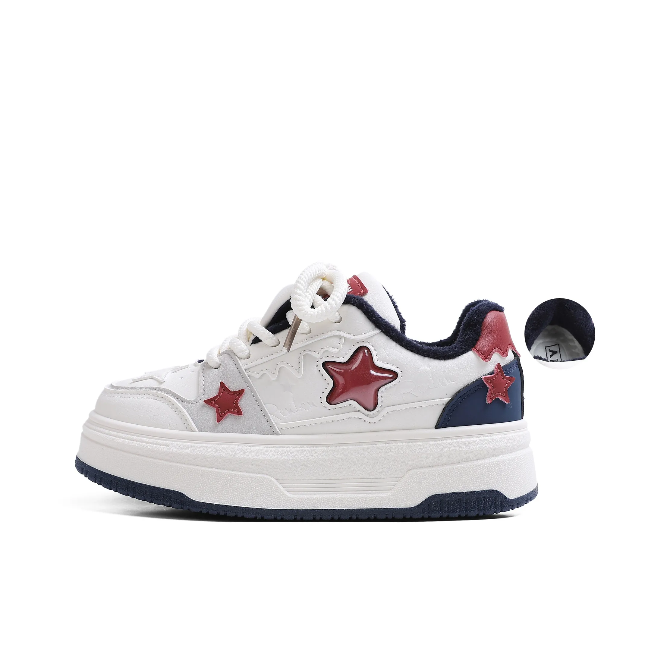 RENBEN Термические Износостойкие Низкие Кроссовки для Скейтбординга Женские Белые Темно-Синие