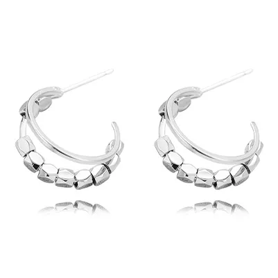 Muyan Alloy Silver Hoop Earrings Women's