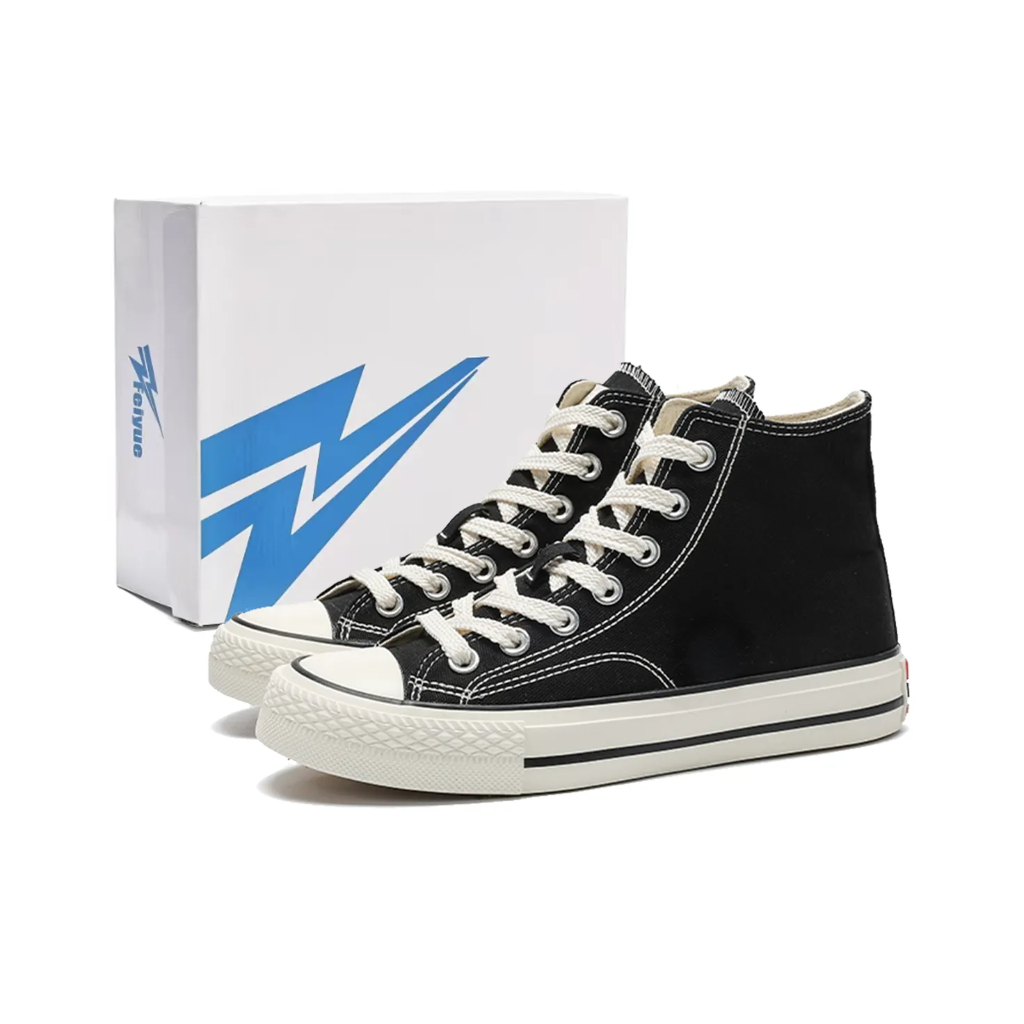 Feiyue Slip Resistant, Abrasion Resistant, Breathable, Lightweight High Top Canvas Shoes Unisex White