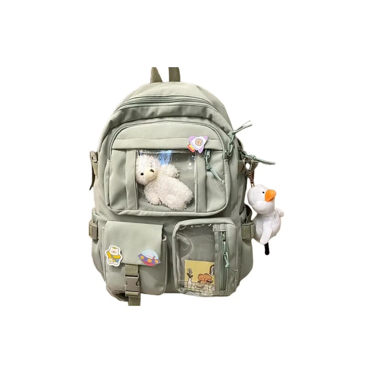 Tonlion Nylon Backpack Tubas Women's Beige/Green/Black